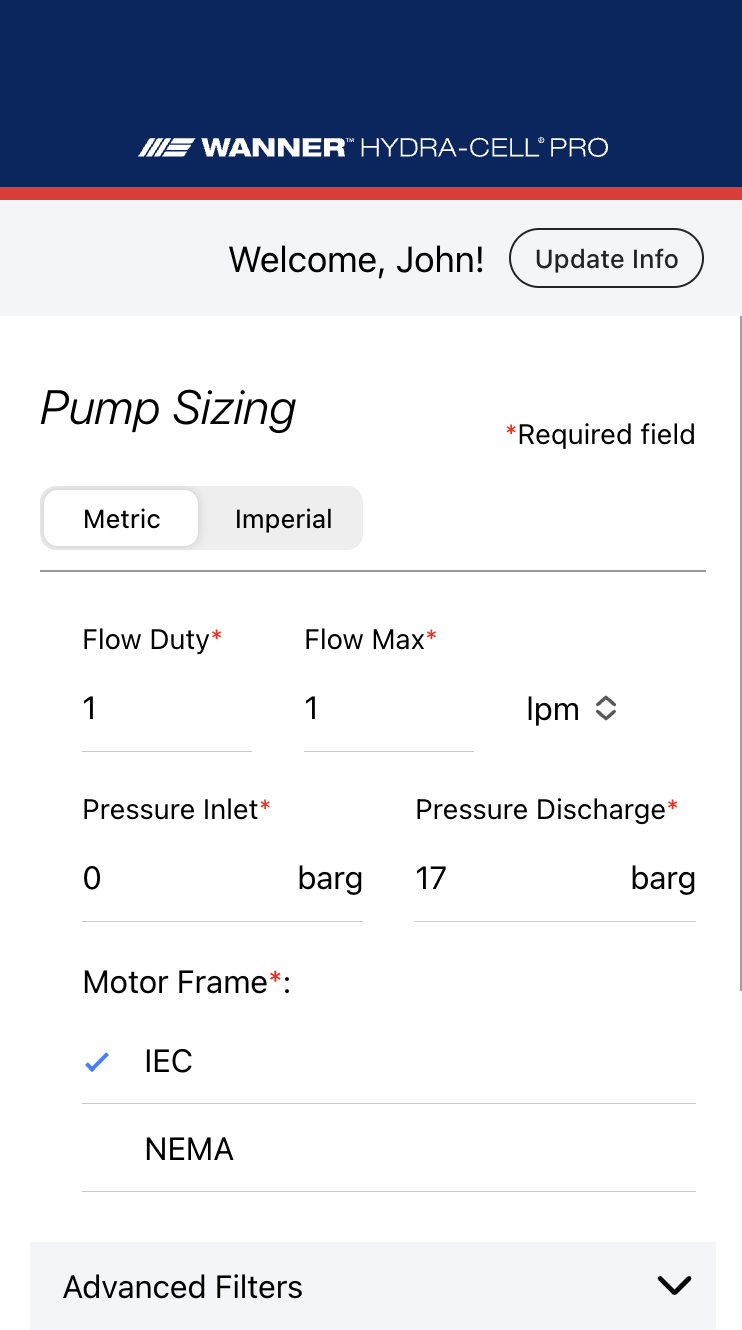 pump sizing app